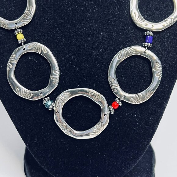 Brighton Chunky Silver-Tone Wheat Chain Statement Necklace (6023) - Picture 3 of 7